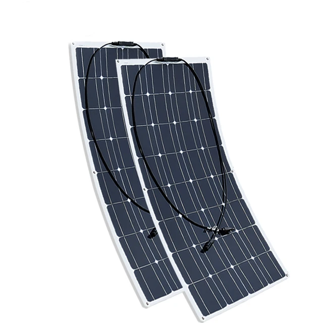 Boguang 2 Pcs 100w Semi Flexible Solar Panel 200w Placa Solar Photovoltaic Monoctrystalline 12v 24v Battery Yacht Rv Car Boat Rv Panel 12v Solar Panel 12v100w Solar Panel Aliexpress