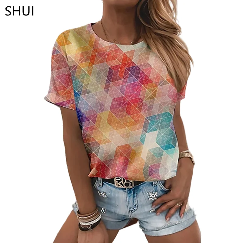 

FUNNY SHIRT New 3D Printed Colorful Summer Tops For Men And Women Fashion Clothes Hip-Hop Printed T-Shirt Vertigo Visual Tops