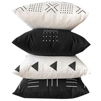 

HOT SALE Decorative Pillow Pillowcase Only for Sofa, Sofa or Bed 4-Piece Set 45 x 45CM Modern Quality Design Cotton Black and Wh