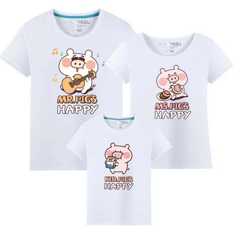 Одинаковые комплекты для семьи; футболка для всей семьи с рождественской Свинкой; одежда с короткими рукавами для мамы и дочки; одежда для папы и сына; костюм для мамы и ребенка