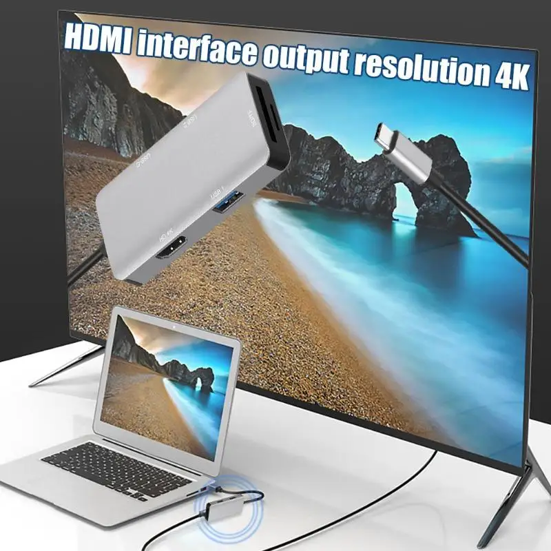 Тип C до 2 портов USB 3,0 концентратор TF кардридер HDMI 4K PD адаптер для MacBook