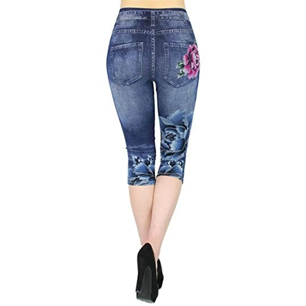 carhartt leggings Women Plus Size Leggings Imitation Cropped Trousers 2021 New Mock Pocket Pants Slim Jeggings Denim Skinny aerie crossover leggings