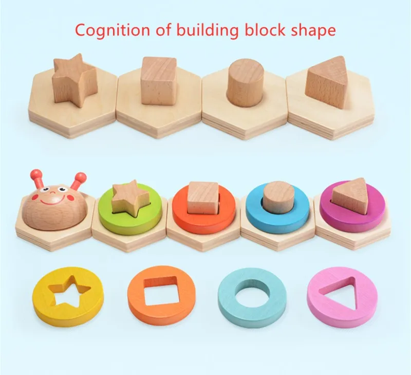 Caterpillar Puzzle Geometric Shape With 5 Columns Building Educational Toy For Baby