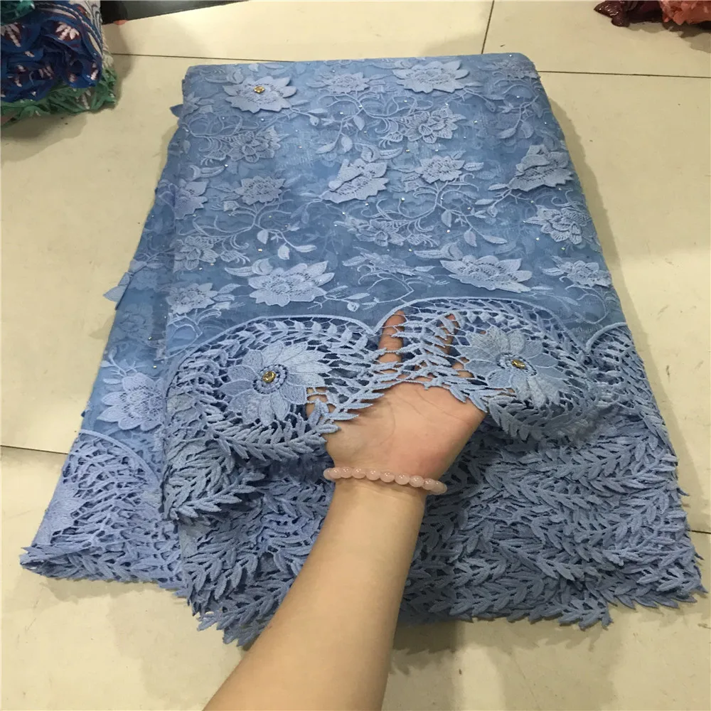 Good quality big pary polyester tulle net flower lace embroidered fabric lilac color - Цвет: 2