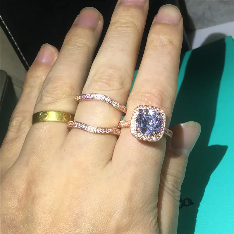 Silver Ring Gold Diamond Wedding Rings Women - 18k Rose Gold