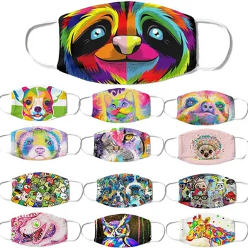 

1pc fashion Unisex Reusable Cute Animal Painted Pattern Mask Washable Breathable Face MaskAdult 3D printed dustproof cotton mask
