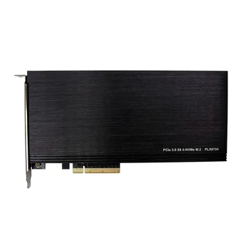 

PCIE3.0 X8 TO 4-NVME M.2 SDD Adapter High Speed 8Gbps M.2 Ports to PCIe 3.0 X8 Rised Controller Card for PC