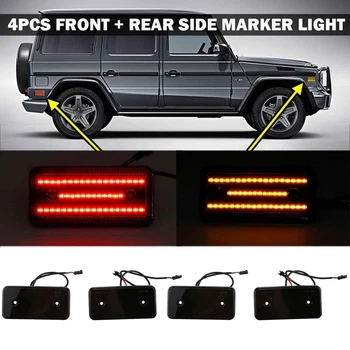 

4Pcs LED Side Marker Light Bumper Turn Signal Lamp for Mercedes-Benz W463 G-Class G500 G550 G55 G63 AMG 2002-2014 Black