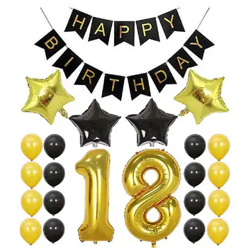 

Birthday Decoration Set 18th 30th 40th 50th 60th Latex Anniversary Banner Balloons Party Supplies Props Star Balloon Event