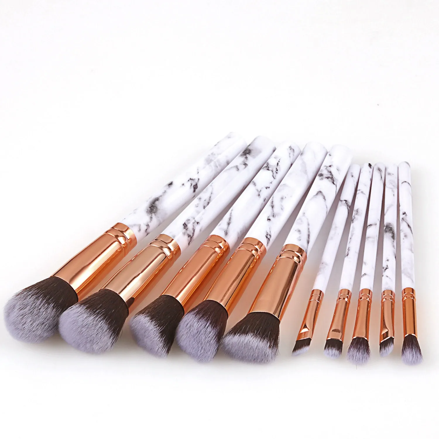 10pcs-white opp bag Набор из 9/10 Мрамор набор кистей для макияжа кисть для бровей Косметика основа для макияжа Пудра-хайлайтер кисть для растушевки теней Кисть для макияжа инструменты - Handle Color: 10pcs-white opp bag