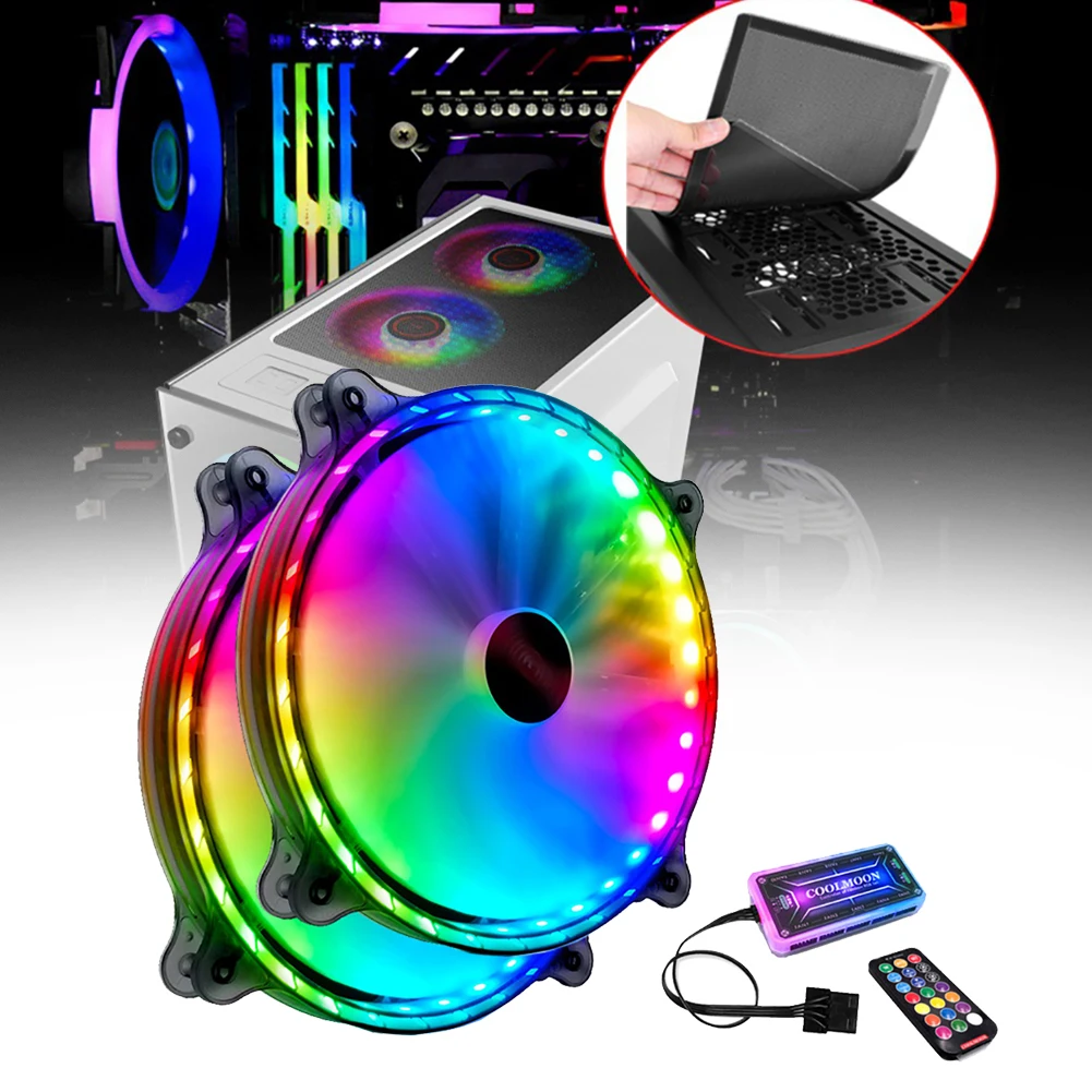20 см чехол для компьютера RGB Вентилятор охлаждения с пультом дистанционного управления Легкая установка 32 светодиодный процессор 11 лопастей большой объем воздуха тихий цветной