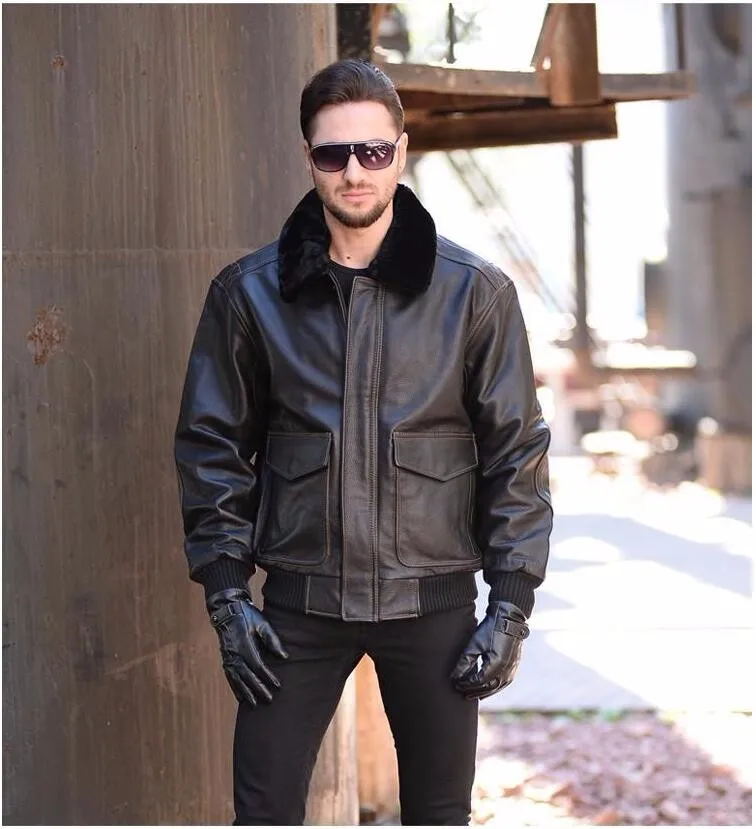 

Winter Warm Jacket Plus Size Motorcycle Jackets Mens Genuine Cow Leather Coat Cool Thick