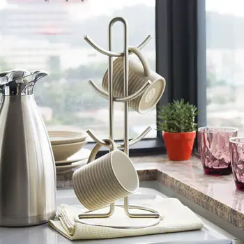 

Stainless Steel Mug Rack Cup Holder Home Storage Hooks Resistant Flexible Tea Cup Holder Hanging Display Kitchen Accessory