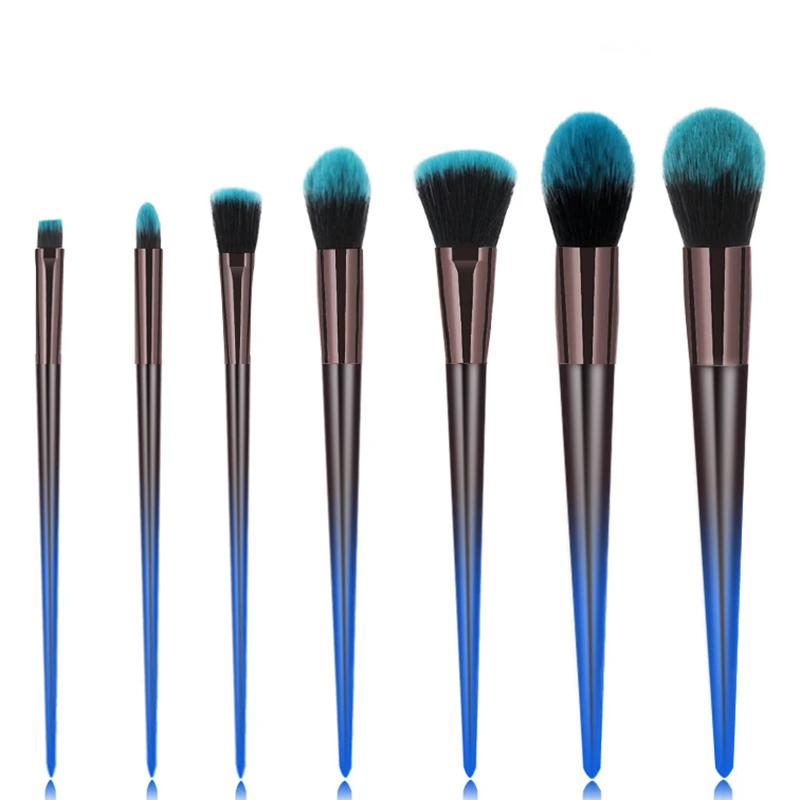 LR-Makeup 7 шт./комплект набор кистей для макияжа Набор синих красочных румян основа профессиональная выделка Кисть для нанесения пудры набор инструментов для макияжа