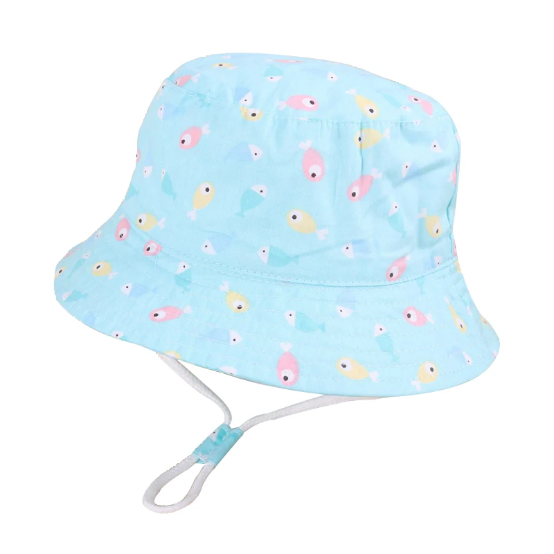 Silicone Anti-lost Chain Strap Adjustable  Spring Summer Baby Bucket Hat For Children Cartoon Animal Fisherman Cap Boys Girls Cotton Breathable Autumn Outdoor Sun Hats crochet baby accessories Baby Accessories