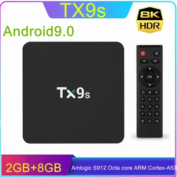 

New Android 9.0 TX9s TV Box Amlogic S912 Octa Core 2GB 8GB 4K 60fps Set Top Box 2.4G Wifi Voice Remote 4K Media player