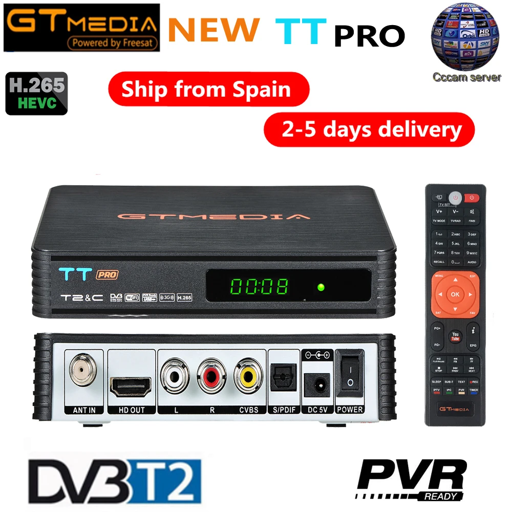 GTmedia TT Pro новейший DVB-T/C 2 цифровой приемник поддерживает H.265/HEVC DVB-T h265 hevc dvb t2/c Горячая Распродажа Европа