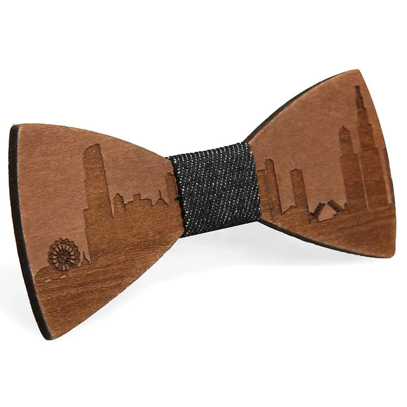Wooden Neck Ties Элегантный подарок на день рождения папе другу деревянная бабочка галстук для мужчин и женщин эластичная лента музыкальный галстук для жениха Свадебная вечеринка PU Деревянные бабочки-Галстуки - Цвет: Wooden Neck Ties