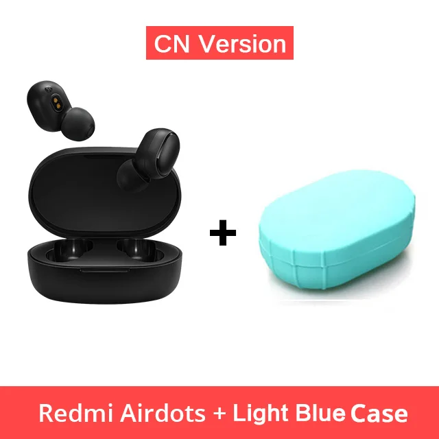 Xiaomi Redmi AirDots наушники Bluetooth гарнитура 5,0 TWS истинный беспроводной стерео SBC милый мини-светильник наушники с автоматической зарядкой - Цвет: CN Add lt blue Case