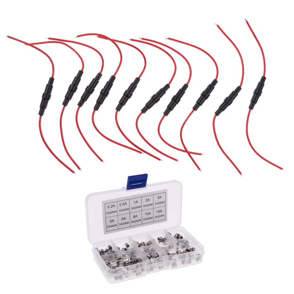 High Quality Durable 10Pcs 22 AWG Holder Inline Screw Type Glass Fast Blow Fuse