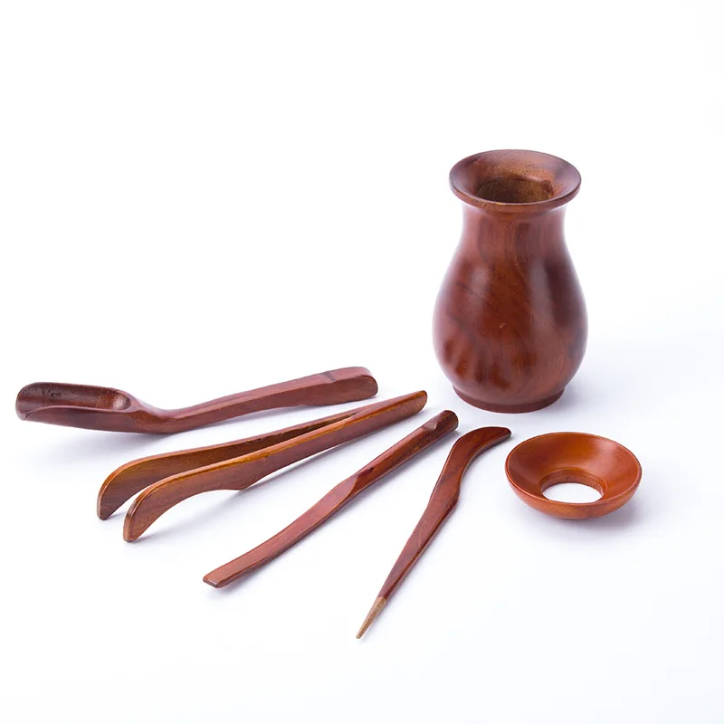 

6pcs/Set Tea Ceremony Utensils Set Bamboo Teaspoons Tea Needle Tea Tweezer Clip Strainer Tong Tube Wooden Teaware