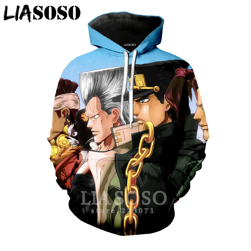 LIASOSO для мужчин и женщин Kujo Jotaro Толстовка 3D принт аниме JoJo причудливая приключенческая толстовка хип хоп Уличный Топ пуловер с круглым вырезом A317-14 - Цвет: 11