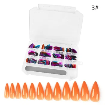 

240pcs Maniture UV Gel Fake Long Multifunction Colorful False Nails Set Home Salon With File Easy Apply Sharp End Artificial DIY