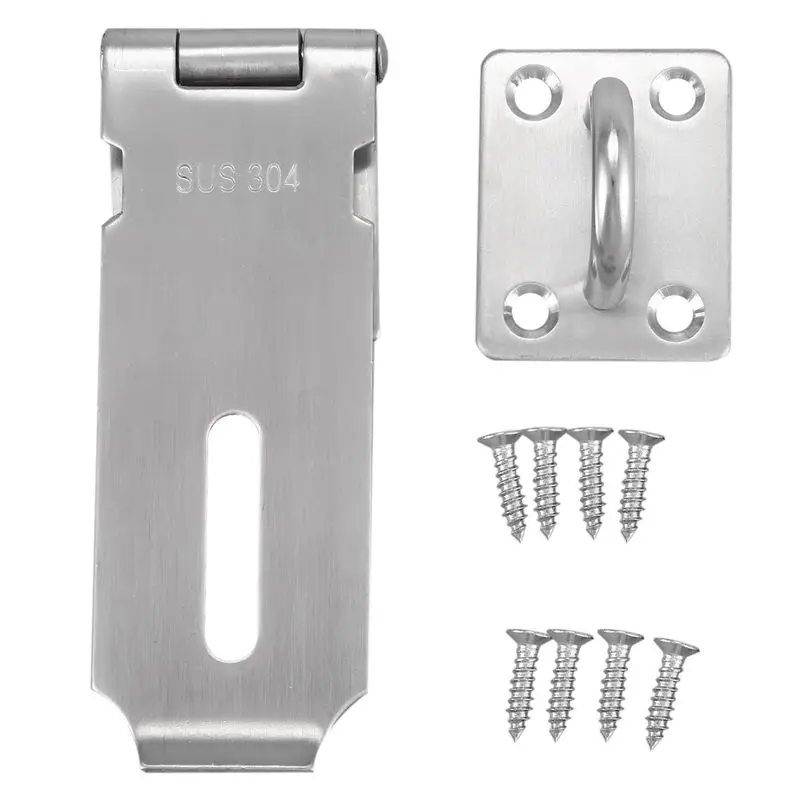 

Gate Door Latch Lock Padlock stainless steel Hasp Staple 160mm Long, Silver