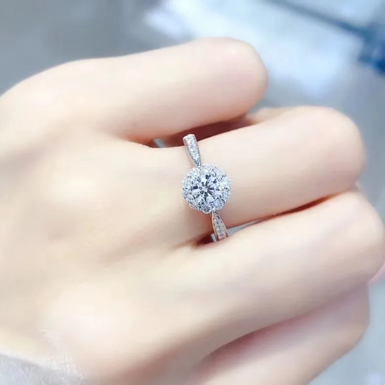 AEAW БРЭНД алмазные лотоса кольцо класса люкс из белого золота 18 карат 0.3CT кольцо с бриллиантом-цветком Обручение для Для женщин