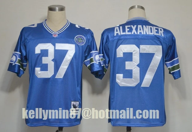 Фиолетовый Stitiched, флаг болельщика Сиэтла Стива ларгента Шон Александера, Cortez Kennedy Throwback для мужчин Джерси - Цвет: Фиолетовый