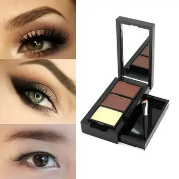 

Professional Eyebrow Powder Palette Cosmetic Eye Brow Enhancer Makeup 2 Colors Eyebrow Powder + Eyebrow Wax Palette + Brush