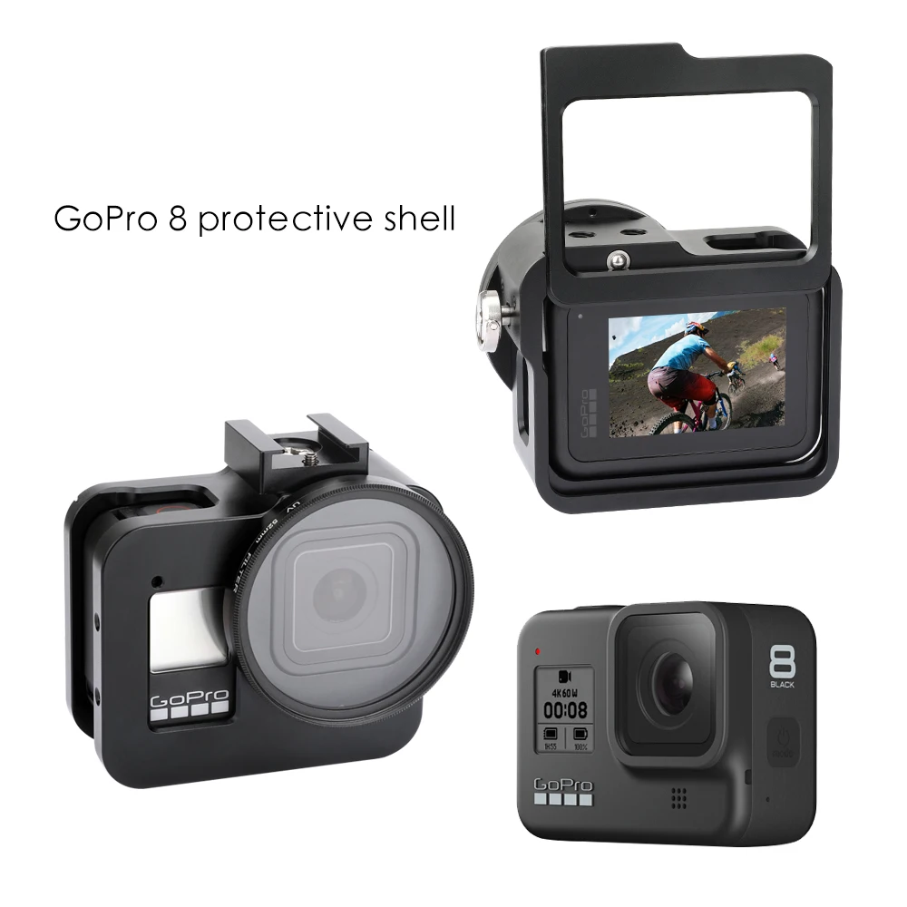 Чехол из алюминиевого сплава для Go Pro Hero 8, Черный Защитный чехол для камеры, аксессуары для крепления