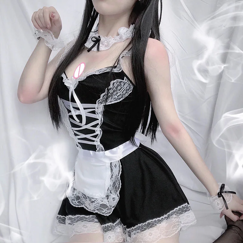 Sexy Lolita Maid Cosplay Costume Lingerie Babydoll Dress Uniform Erotic Role play French Apron Servant Sexy Lingerie for Women