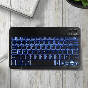 

Russian Spanish Wireless Bluetooth Keyboard Ultra Slim 7 Colors LED Backlit For iPad mini 7.9 keyboard For Android For Windows