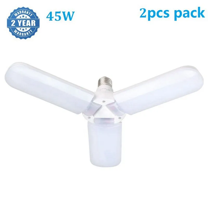 2pcs 45W Led Bulb E27 Deformable 3200LM Fan Blade Bulb Super Bright Ceiling Light For Home Shop Kitchen Led Lamp #