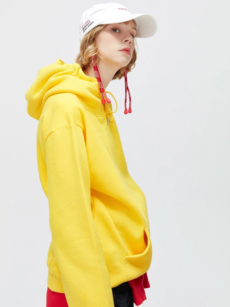 OSCN7 High Street одноцветная флисовая толстовка с капюшоном для женщин осень уличная одежда плюс бархатные толстовки оверсайз женские 895