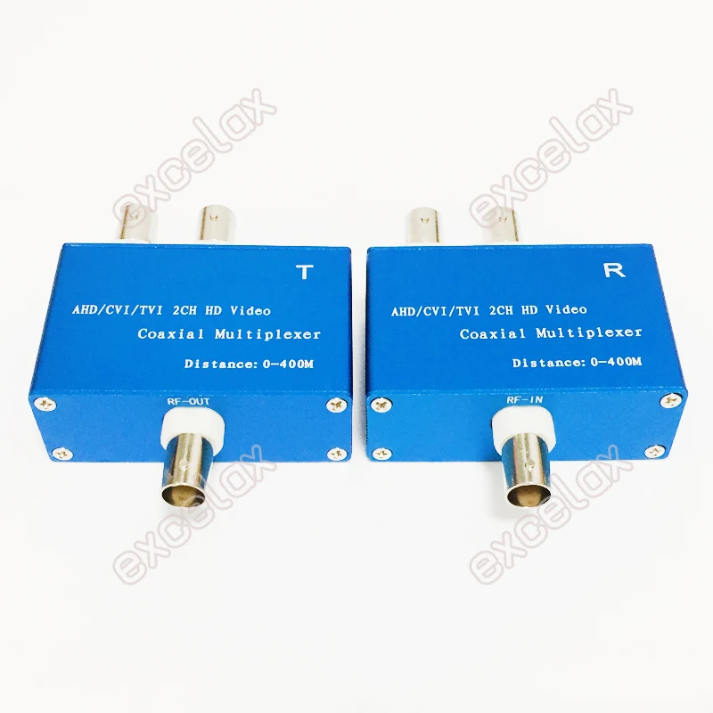 2 Channel 3MP 2MP 1080P HD AHD CVI TVI CVBS Coax Video Signal Multiplexer 2CH Transmitter & Receiver Coaxial Cable Distance 400m