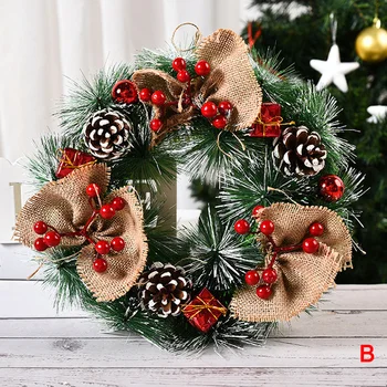 

Big Bow Christmas Wreath Window Front Door Decoration Wall Hanging for Christmas Decoration Props FP8