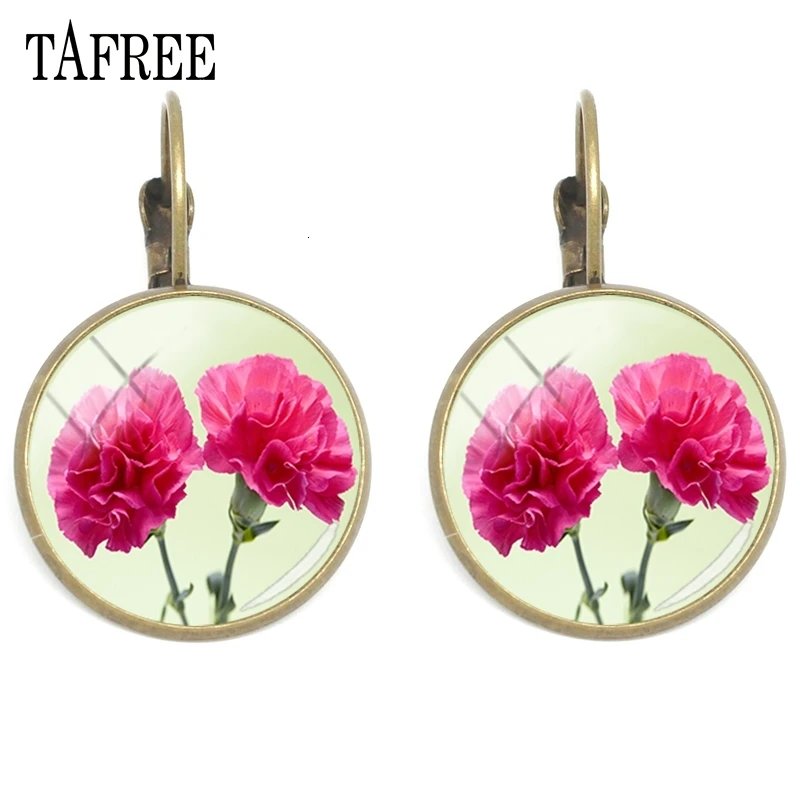 TAFREE, красные серьги-гвоздики с изображением цветка, стеклянные драгоценные камни, клипсы для ушей, для женщин, мамы, учителя, рождественский подарок, модные серьги KL39