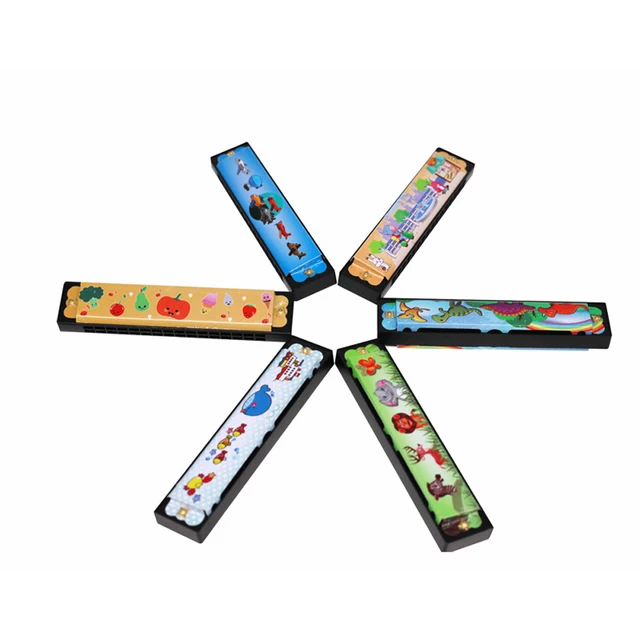 16 Holes Cute Harmonica Musical instrument Montessori Educational Toys Cartoon Pattern Kids Wind Instrument Children Gift Kids 6