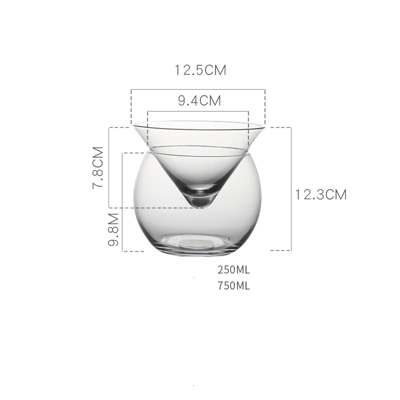 250ml and 750ml Оригинальность Iced Cocktail Martini стеклянный набор конусная Сфера Tipsy ночной клуб бар Гавайские пляжные TIKI специальная чашка для напитков Прямая поставка - Цвет: 250ml and 750ml