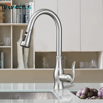 

Haliaeetus Pull Out Kitchen Faucet Brass Mixer Tap Sink Kitchen Faucet Spray Chrome Hot&Cold Water Kitchen Mixer Faucet