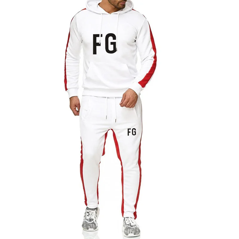 Мужской спортивный костюм FG, толстовка с капюшоном+ спортивные штаны chandal hombre, теплая спортивная одежда для бега homme, флисовый плотный костюм, мужская куртка-бомбер