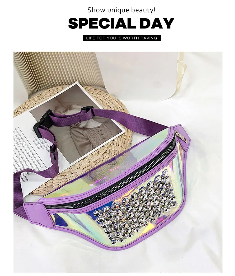 Sports Running Mobile Phone Bag Waterproof Bag Pu Transparent Reflective Diamond Set Shoulder Bag Laser Wallet WOMEN'S Bag Cross