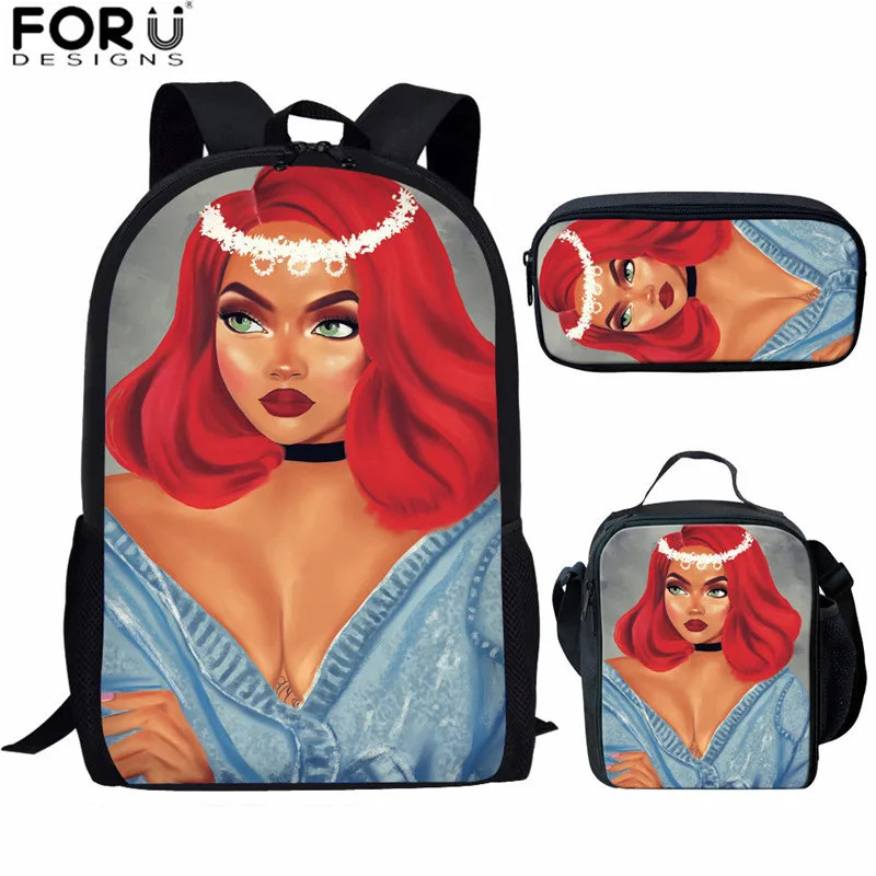 Z5243GKC FORUDESIGNS/Африканский Melanin Back Pack Черная Королева Африканка печать детский рюкзак для девочек детские школьные сумки женский набор рюкзаков - Цвет: Z5243GKC