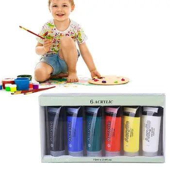 

6 Colors 75ml Professional Acrylic Paint Set Drawing Painting Pigment Wall Hand-painted for Kids DIY
