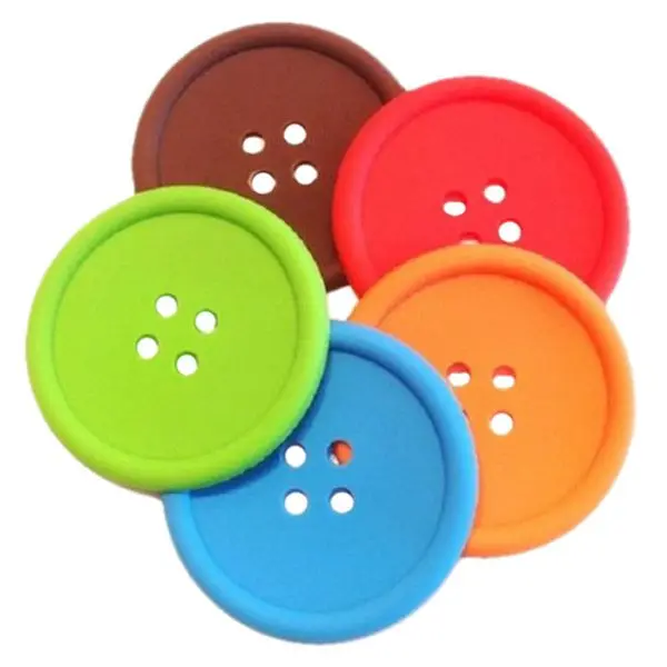 

HOT-SET OF 4 COLOURFUL BUTTON SILICONE COASTERS COFFEE TABLE PLACE MATS DRINK HOLDER