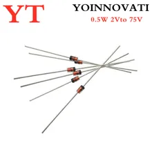 1/2W зенеровский диод DO-35 BZX55C2V2 2V 2,2/2,4/2,7/3/3,3/3,6/3,9/4,3/4,7/5,1/5,6/6,2/6,8/7,5/ 8,2/9,1/V 10V 11V 12V 13V 15V