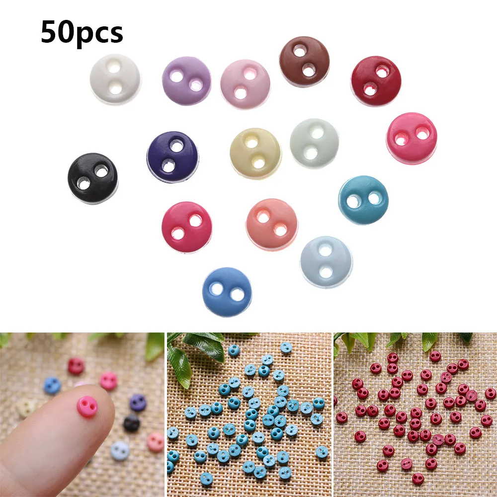 

50pcs 4mm Handmade Dolls Accessories DIY Doll Clothes Mini Buttons Round Candy Color Buttons For Toys Doll Clothes Accessories