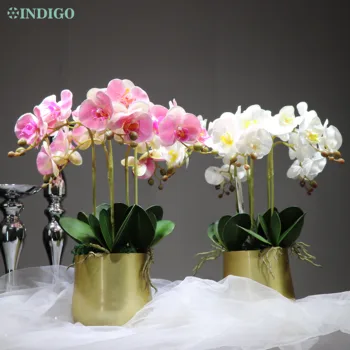 

INDIGO- Pink Orchids DIY Flower Arrangment (1 set With Pot) White Phalaenopsis Table Centerpiece Phalaenopsis Home Decoration